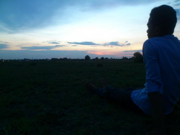 Sad Boy with Sunset
