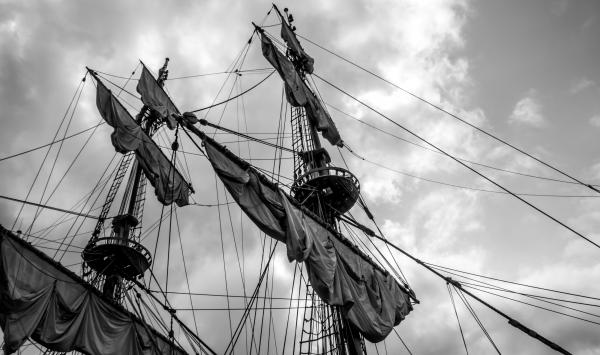 Sailing ship's masts with sails