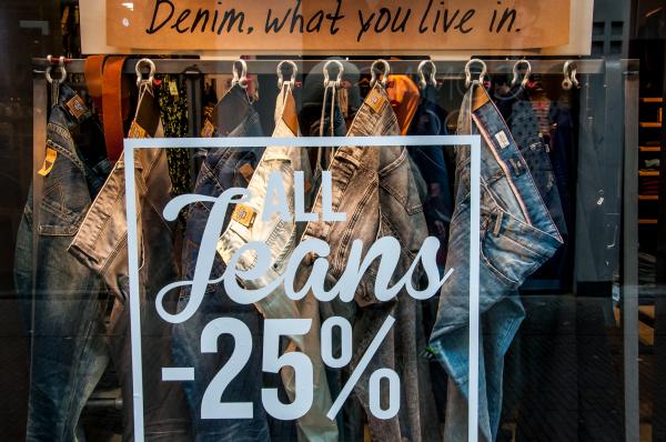 Sale sign in shop window
