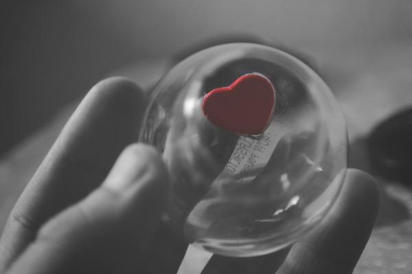Selective Color of Red Heart Ball Photography