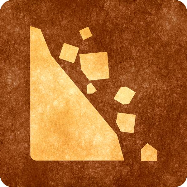Sepia Grunge Sign - Falling Rocks