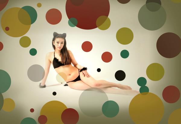 Sexy asian woman wearing a costume - 70s style