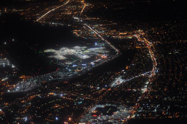 SFO and surroundings at night