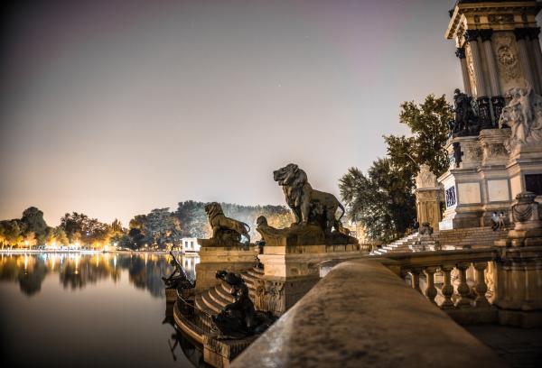 Shallow Focus of Gold Lion Statues