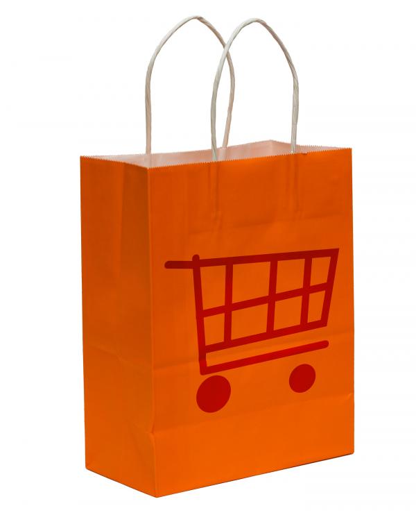 Shopping Bag With Shopping Cart Symbol