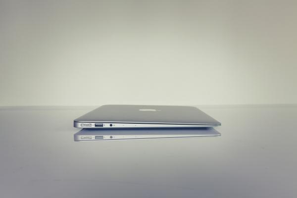 Silver Electronic Device on a Surface