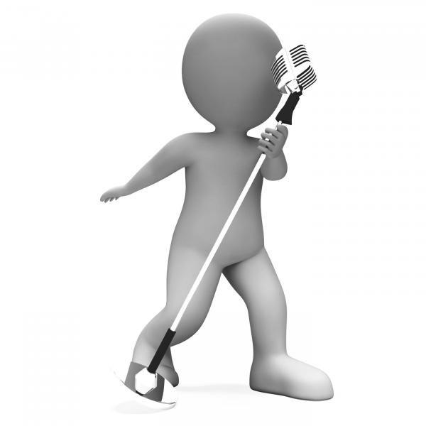 Singer Performer Shows Musical Song Or Karaoke Microphone Concert