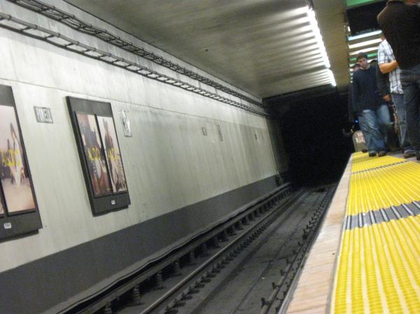 Skewed view of BART rail
