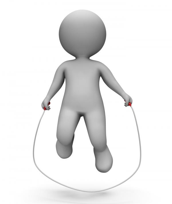 Skipping Characters Shows Jumping Rope And Exercise 3d Rendering