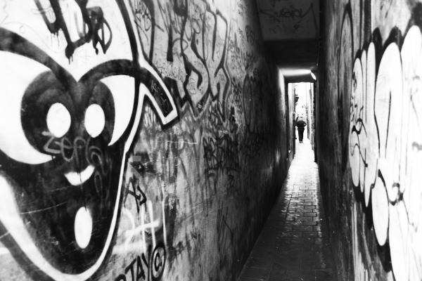 Small graffiti passage way
