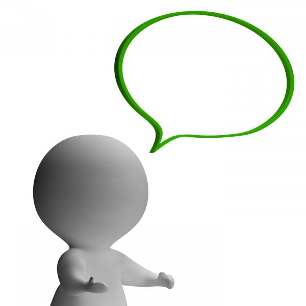 Speech Bubble And 3d Character Showing Speaking Or Announcement