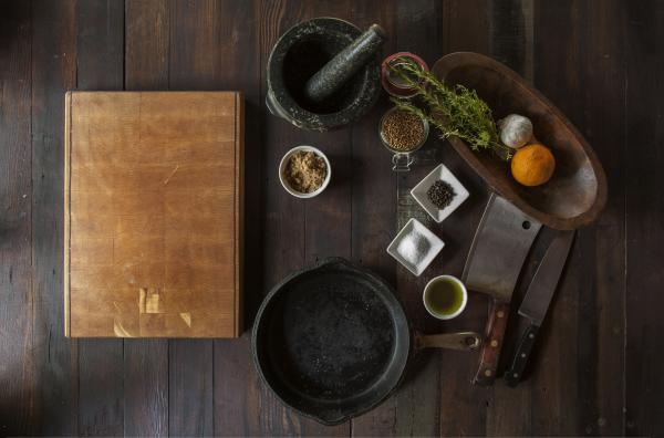 Spices on vintage table