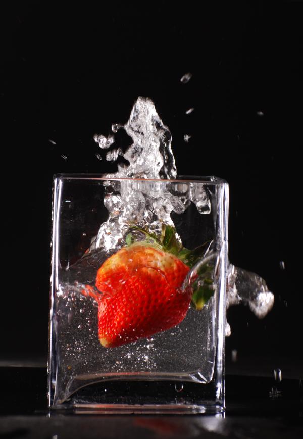 Splashing strawberry