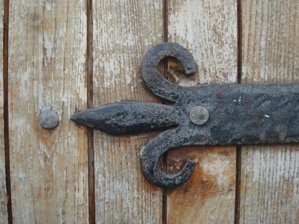 Steel decoration on wooden door