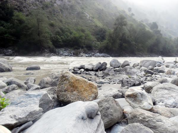 Stones in a river bank