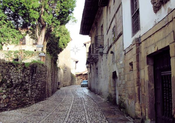 Street with traditional rustic houses