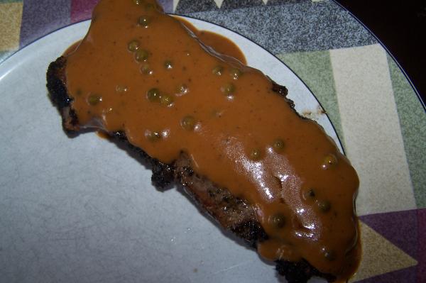 Strip Steak with Peppercorn Sauce