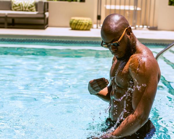 strong man in the pool