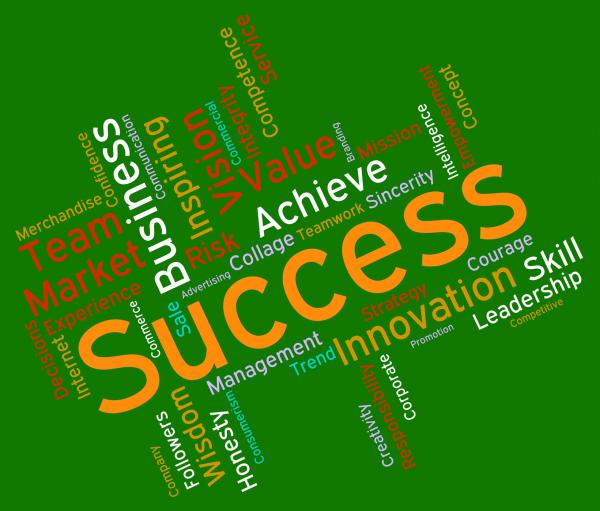 Success Words Represents Text Victor And Progress