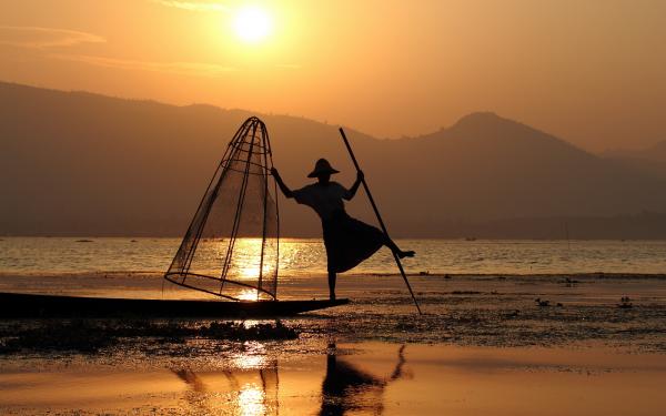 Sunset and Fishermen