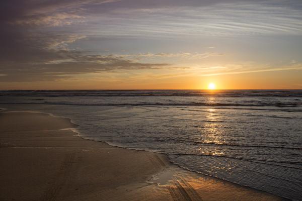 Sunset at Oregon coast in February.