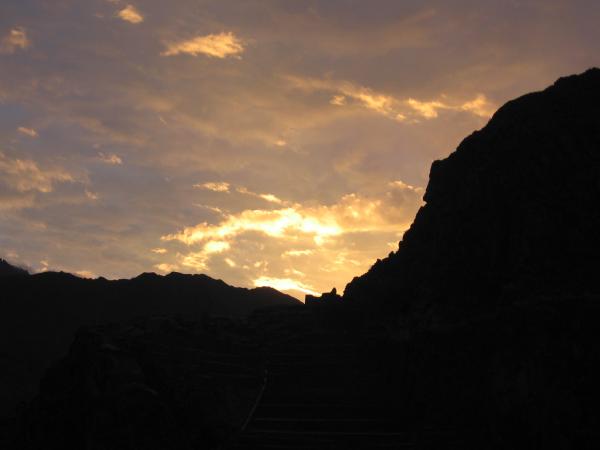 Sunset behind a mountain
