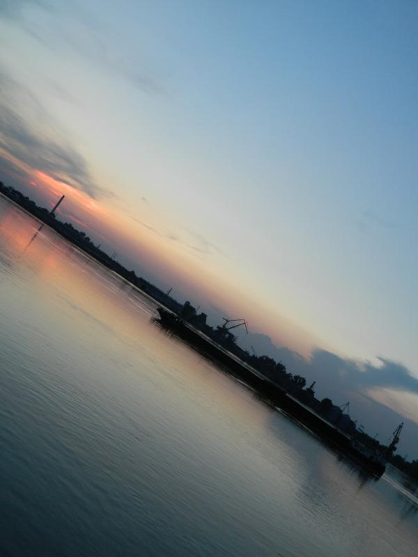 Sunset view on the Danube river