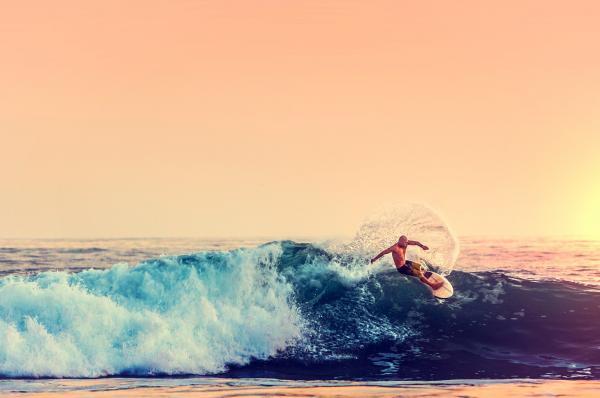 Surfer at Sunset - Color Filtered