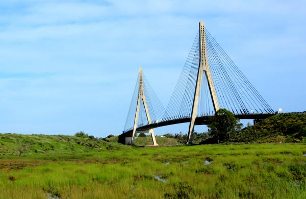 Suspension bridge over River Guadiana