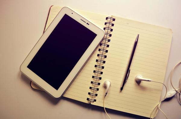 telephone and notebook