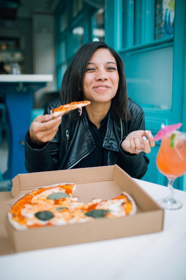 the girl is eating