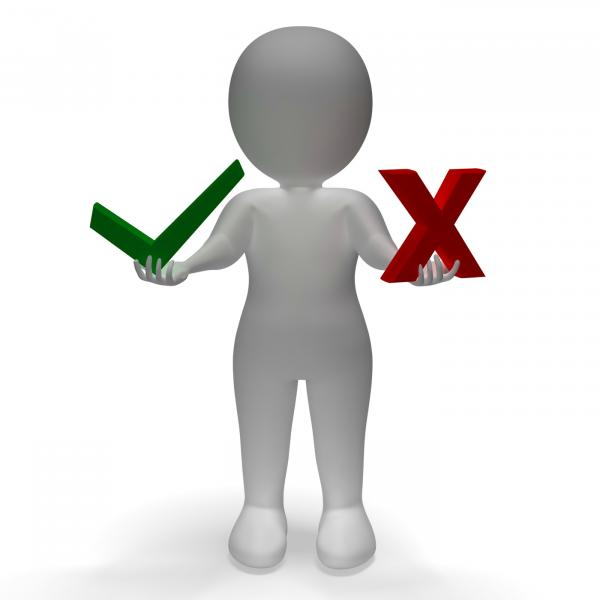 Tick And Cross Symbols Showing Choice Or Decision
