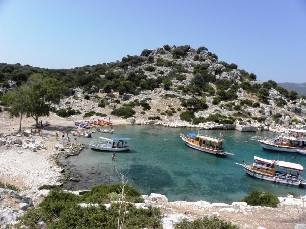 Tourist boats in the small bay of Kekova
