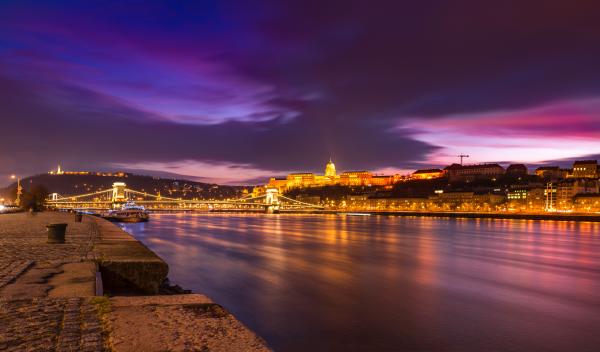 Town Near River During Night Time