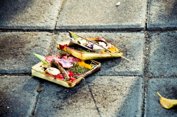 Traditional balinese offerings to gods