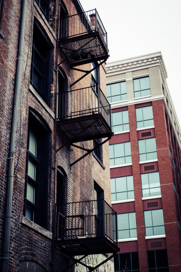 Traditional city high-rise house from brick