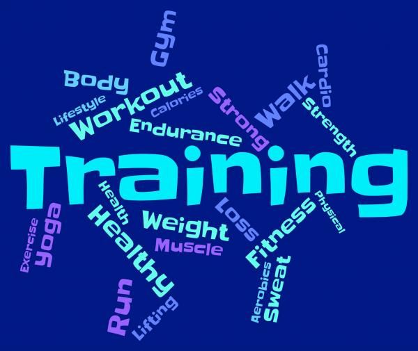 Training Words Shows Getting Fit And Exercise