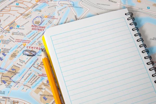 Travel map with book