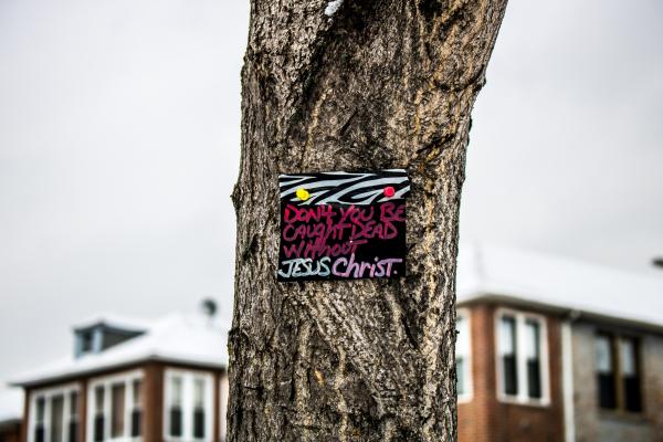 Tree Trunk With Jesus Christ Handwritten Poster