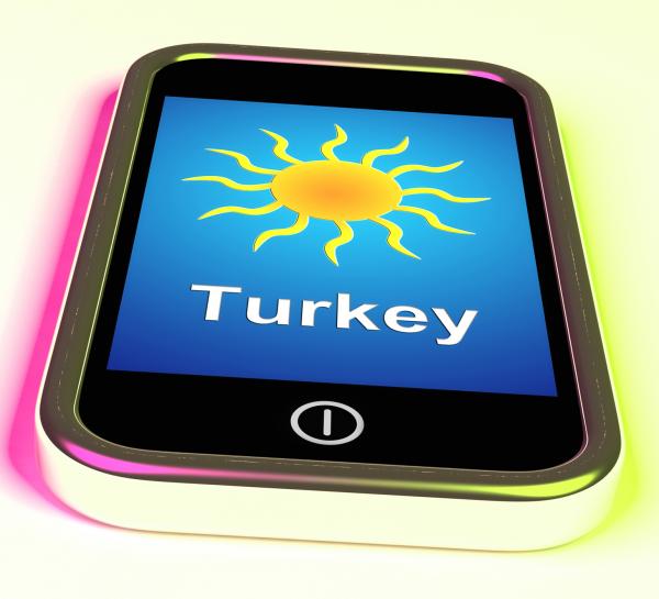 Turkey On Phone Means Holidays And Sunny Weather