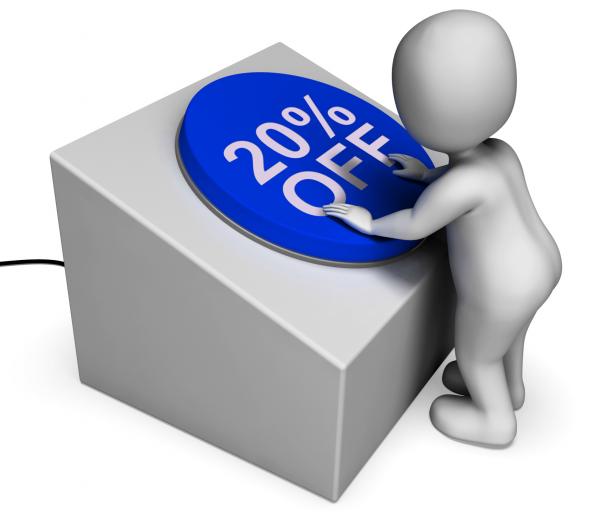 Twenty Percent Off Button Shows 20 Price Cut