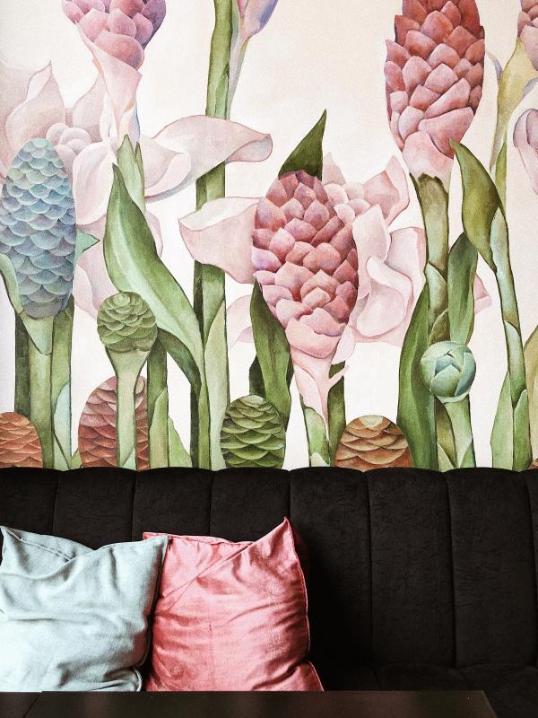 Two Gray and Pink Throw Pillows