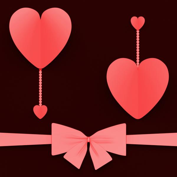 Two Hearts With Bow Mean Lovely Surprise Or Romantic Gift