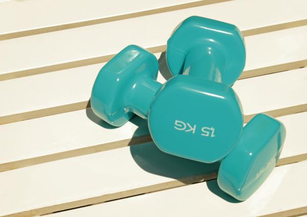 Two Plastic Coated Dumbbells