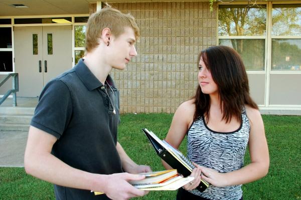 Two teenagers talking