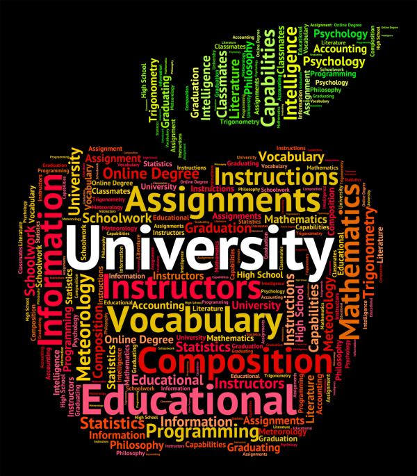 University Word Represents Educational Establishment And Academy