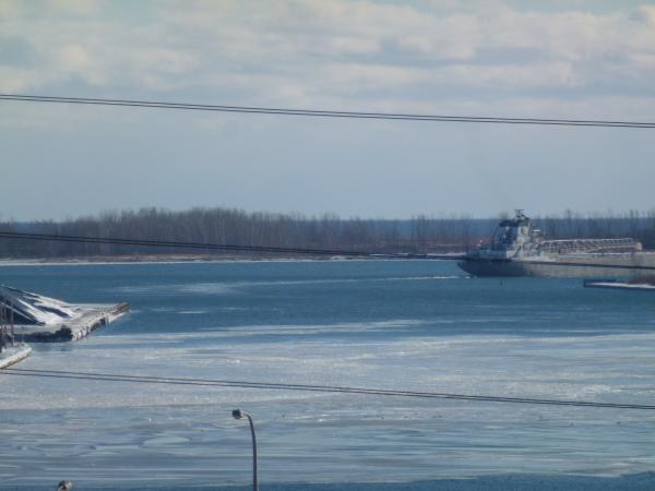 Unknown lake freighter departs Toronto through the Eastern Gap, 2013 12 30 (27)