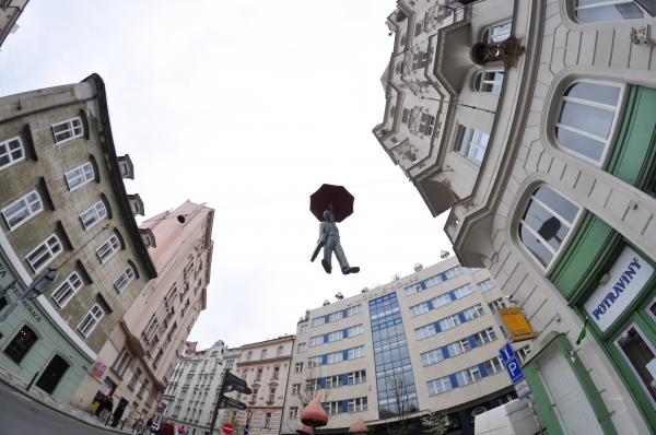 urban flying man