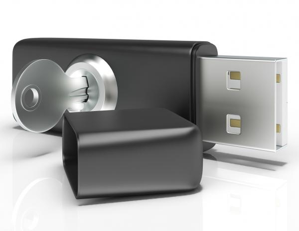 Usb Flash And Key Shows Secure Portable Storage