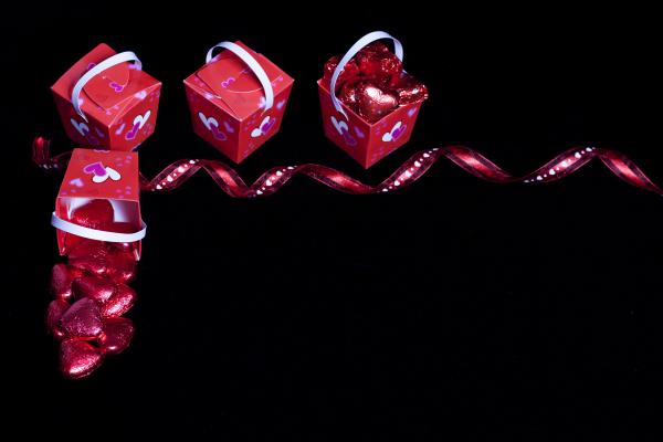 Valentine's Day Candy, Ribbon and Boxes
